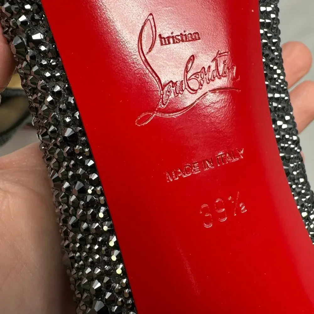 Christian Louboutin Camilla Strass Peep Toe Heels Womens Size EU 39.5